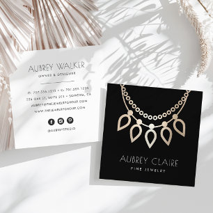 Black & Guld Necklace Jeweler Logotyp Fyrkantigt Visitkort