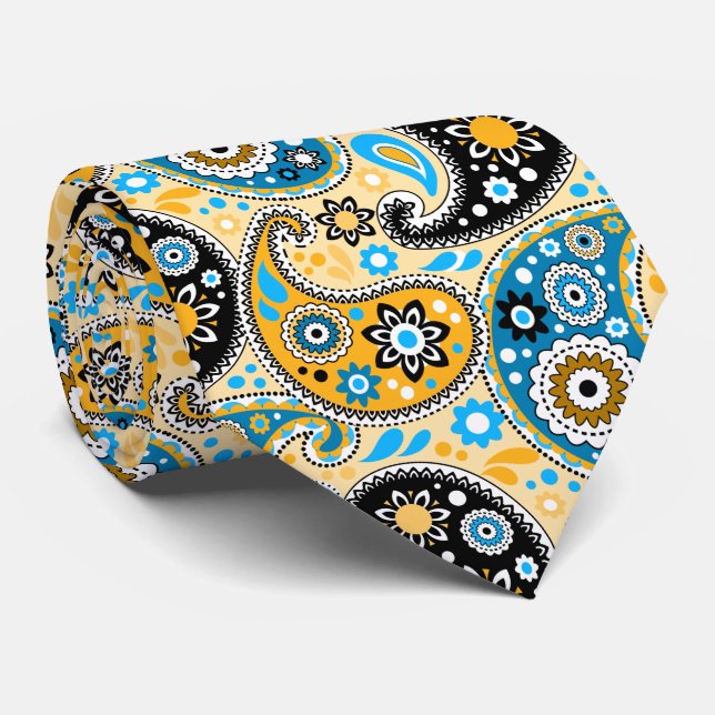 Black Guld och Aqua Bohemian Cowboy Paisley Slips (Rullad)