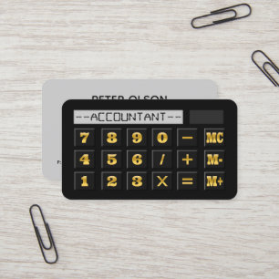 Black Guld och Grått Calculator CPA Tax Accountant Visitkort