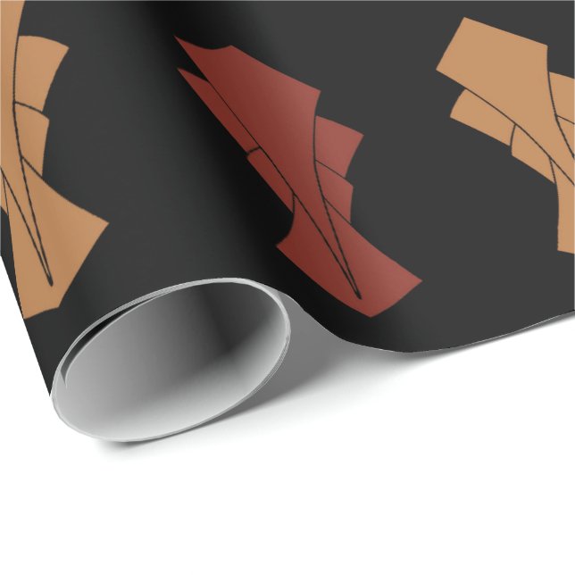 Black Guld och Rust Fantail Presentpapper (Rullad Hörn)