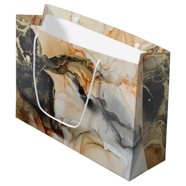 Black Guld Orange Etheral Abstrakt Large Gift Bag (Framsidan Vinklad)