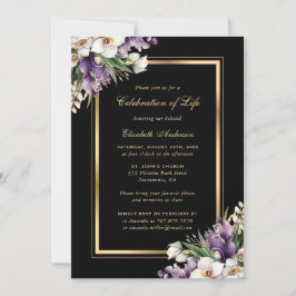 Black Guld Orchid Blommigt Firande i Life Photo Inbjudningar