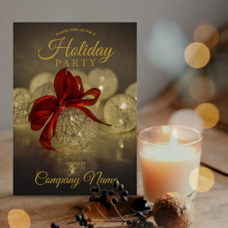 Black Guld Ornament Corporate Julfest Inbjudningar