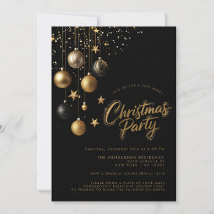 Black Guld Ornaments Gnistra Stars jul Party Inbjudningar