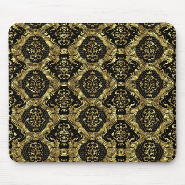 Black & Guld Ornate Baroque Design Musmatta (Framsidan)