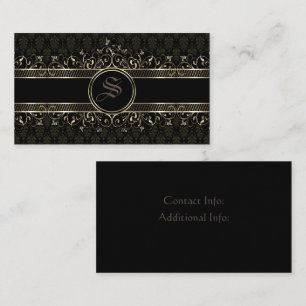 Black & Guld Ornate Gothic Monogrammed Visitkort