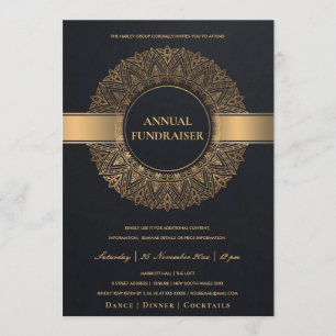 BLACK GULD ORNATE MANDALA CORPORATE PARTY HÄNDELSE INBJUDNINGAR