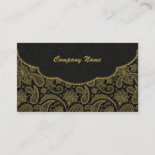 Black & Guld Ornate Paisley Mönster Visitkort