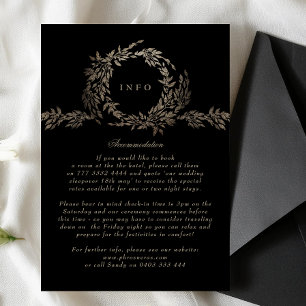 Black Guld på Ebony Botanical Monogram Bröllop Tilläggskort