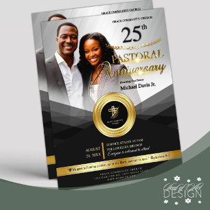 Black & Guld Pastoral Anniury Church Event Reklamblad