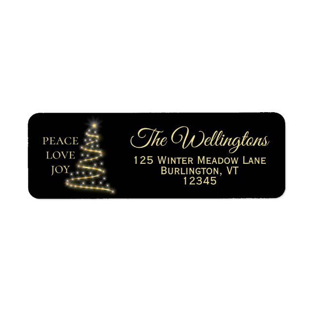 Black Guld|Peace Kärlek Joy-Returadressen Joy-jul Returadress Etikett (Framsidan)