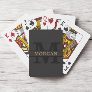 Black Guld Personlig Elegant Monogram Namn Casinokort