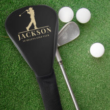 Black Guld Personlig Monogram Golf Swing