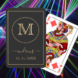Black Guld Personlig Monogram och Namn Casinokort<br><div class="desc">Personlig Monogram och Namn spelkort.</div>