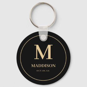 Black Guld Personlig Monogram och Namn Nyckelring