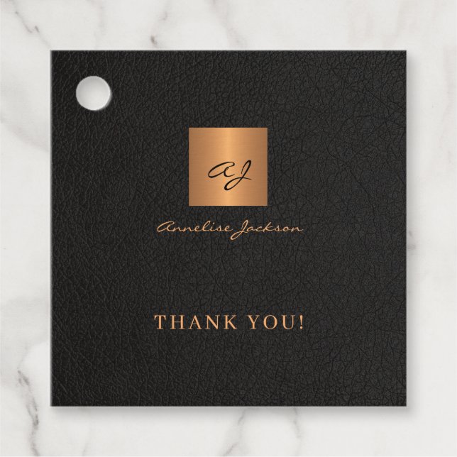 Black guld personlig monogram-skript namn gåvor etiketter (Framsida)