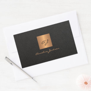 Black guld personlig monogram-skript namn rektangulärt klistermärke
