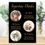 Black Guld Pet Bröllop 3 Foton Namnteckning dricks Poster<br><div class="desc">Namnteckning Cocktails av dina sällskapsdjur! Inkludera din bästa hund, bästa katt och vilket husdjur som helst i bröllop med sin egen namnteckning dryck pub för dina gäster. Perfekt för hundälskare, och ett speciellt hund pub kommer att vara en slå i bröllop. Skriptmallar för elegant guld och bild. Anpassa den här...</div>