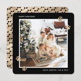 Black Guld Pet Owner Photo Lycklig Pawlidays-kort Julkort