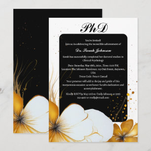 Black & Guld PhD eller Doctorate Studenten Inbjudningar