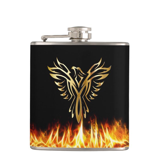 Black Guld Phoenix Flames 6 oz. Fickplunta (Framsidan)