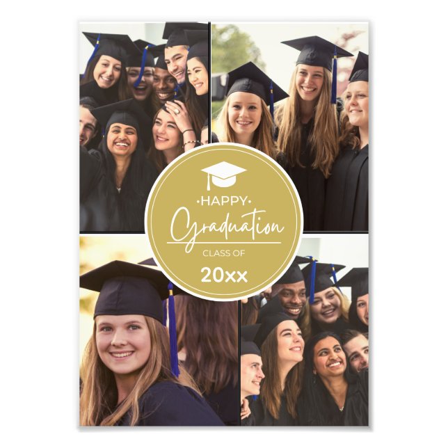 Black Guld Photo Collage Lycklig Studenten Fototryck (Framsidan)
