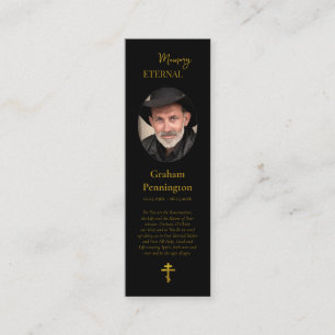 Black Guld Photo Memorial Orthodox Prayer Bookmark Mini Visitkort