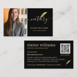 Black Guld Photo QR Notary Loan Signing Agent Visitkort