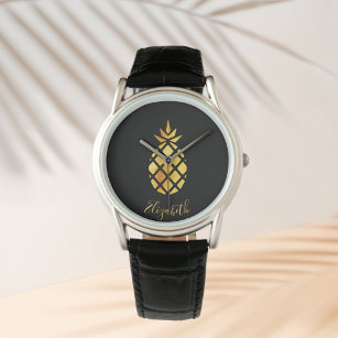 Black guld pineapple namn, elegant armbandsur