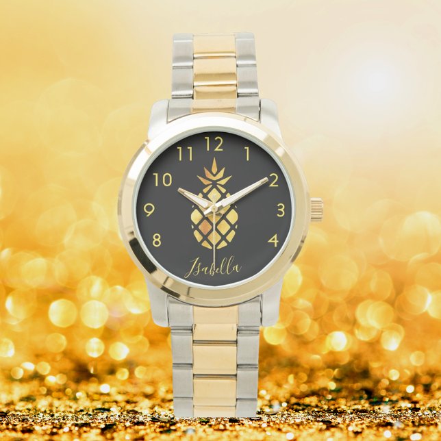 Black guld pineapple namn, elegant armbandsur (Skapare uppladdad)