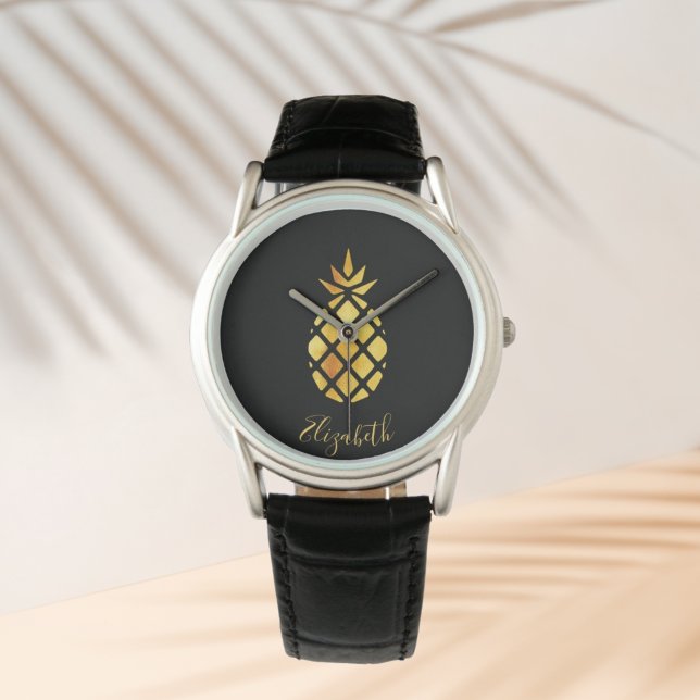 Black guld pineapple namn, elegant armbandsur (Skapare uppladdad)