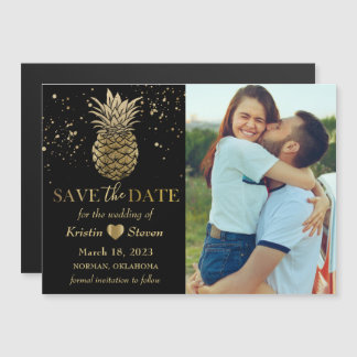 Black Guld Pineapple Photo Spara datum magneter