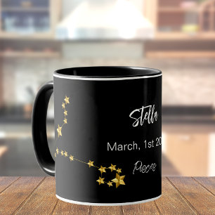 Black guld Pisces-stjärnkonstellationen fyller år Mugg