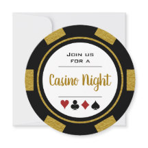 Black Guld Poker Chip Casino Night Birthday