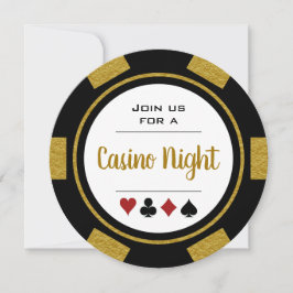 Black Guld Poker Chip Casino Night Birthday Inbjudningar