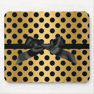 BLACK GULD POLKA DOT BOW MOUSE PAD MUSMATTA