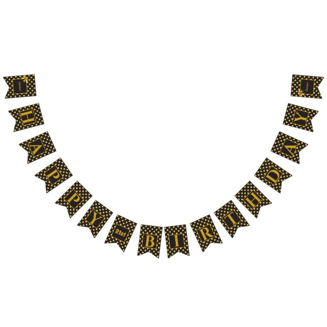 Black Guld Polka dot Glam design buntar flaggor (Alla)