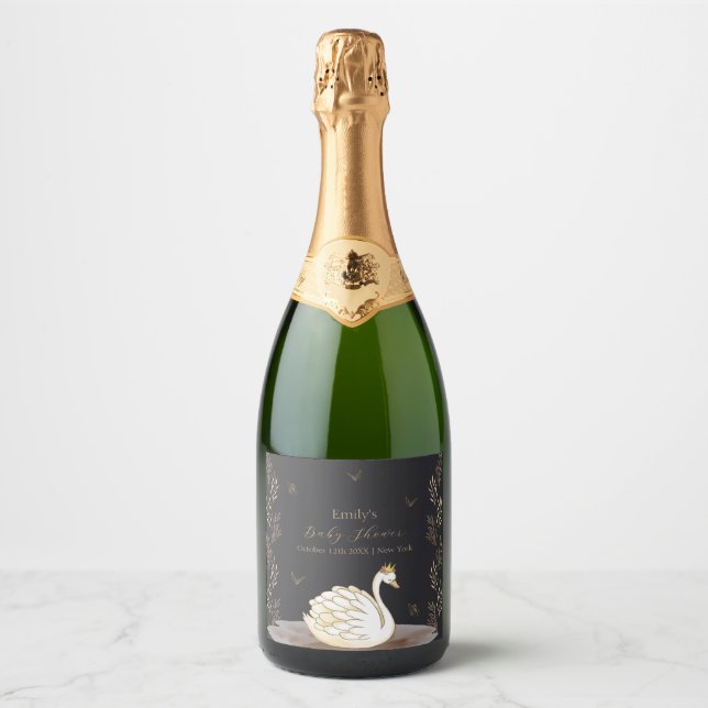 Black Guld Princess Svan Butterfly Baby Shower (Framsida)