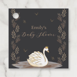 Black Guld Princess Svan Butterfly Baby Shower Gåvor Etiketter