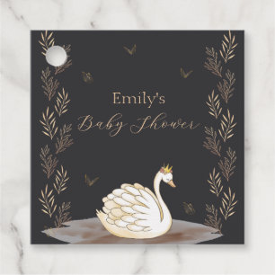Black Guld Princess Svan Butterfly Baby Shower Gåvor Etiketter