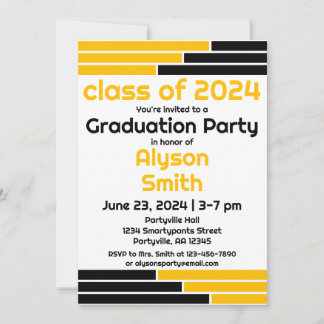 Black & Guld Pub One Photo Grad Party Inbjudningar