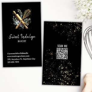 Black Guld QR-kod Baking Utensil Bakery Visitkort