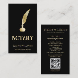 Black Guld QR Notary Loan Signing Agent Visitkort