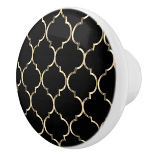 Black & Guld Quatrefoil Knopp