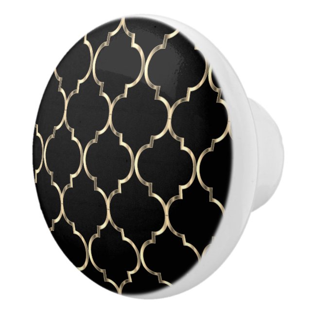 Black & Guld Quatrefoil Knopp (Höger)