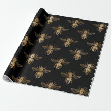 Black & Guld Queen Bee Wrapping Papper