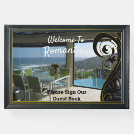 Black Guld Ram, Black Filigree Sbstract Gästböcker