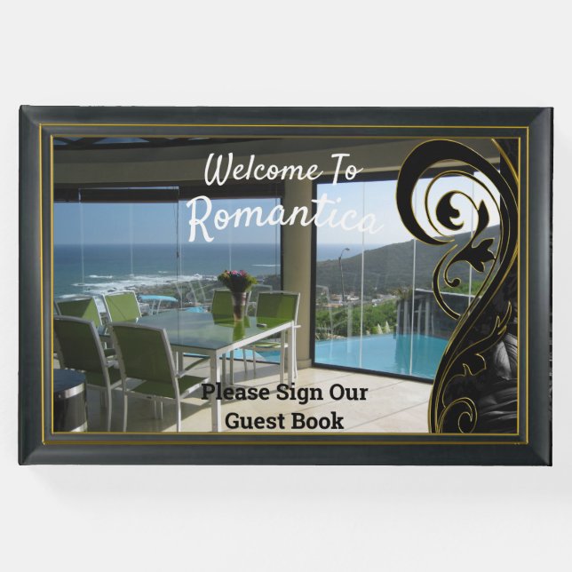 Black Guld Ram, Black Filigree Sbstract Gästböcker (Framsida)