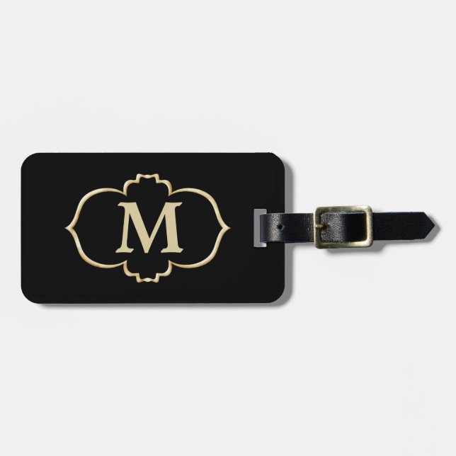 Black Guld Ram Monogram Bagagebricka (Horisontell Framsida)