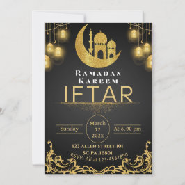 Black & Guld Ramadan Iftar Party Inbjudningar